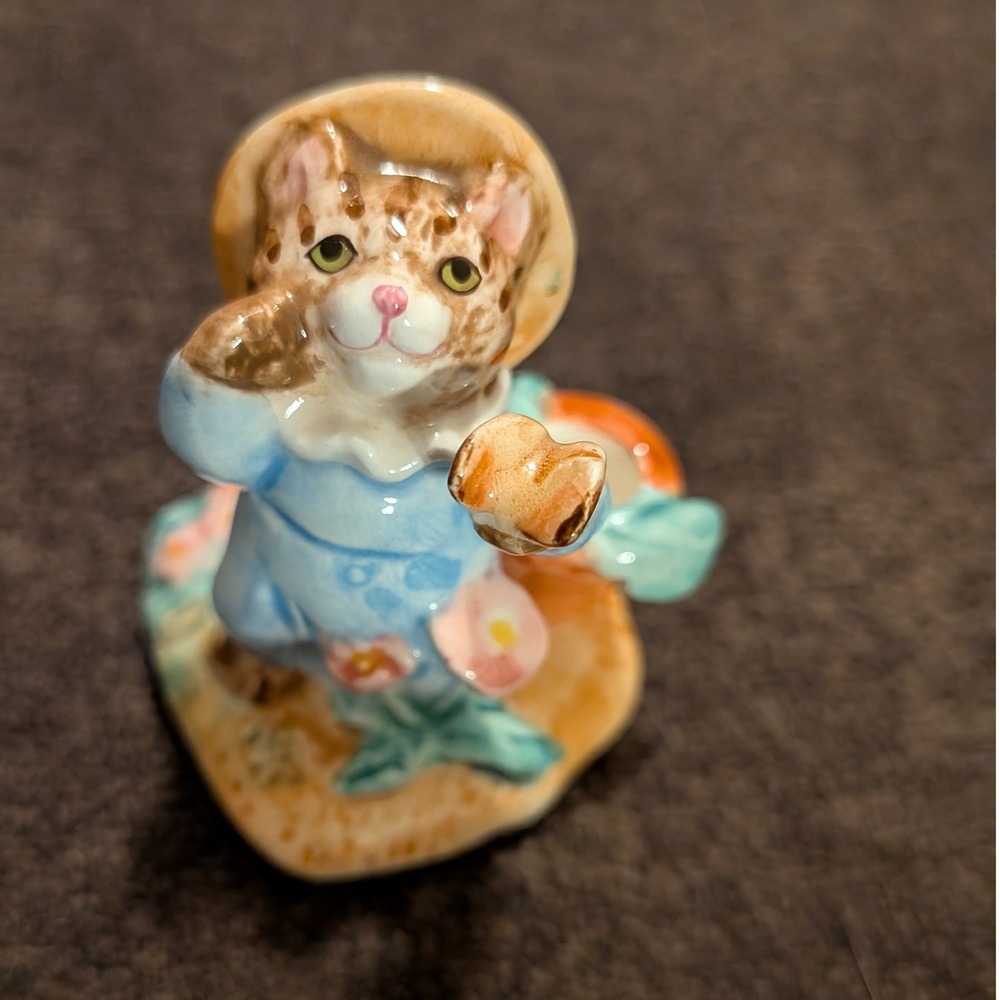 Schmid Beatrix Potter Tom Kitten Birthday Candleholder 1993 Vintage Ceramic NIB